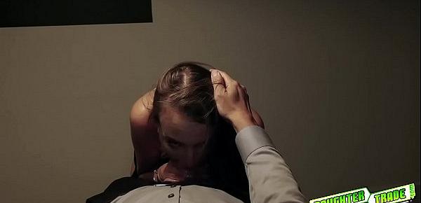  Scarlett Mae gagging and choking on a huge man meat and getting a hard dick down